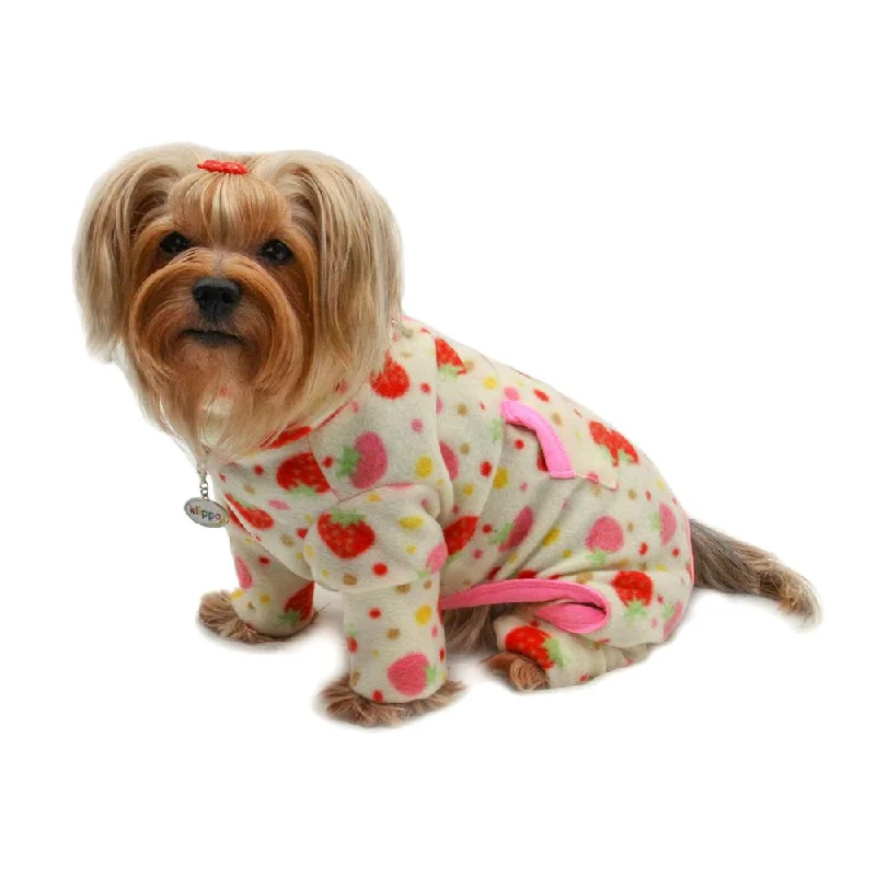 Yummy Strawberry Fleece Turtleneck Dog Pajamas