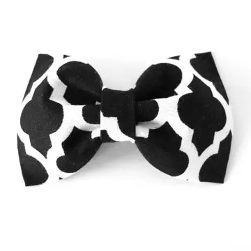 Black Quatrefoil Dog Bow Tie