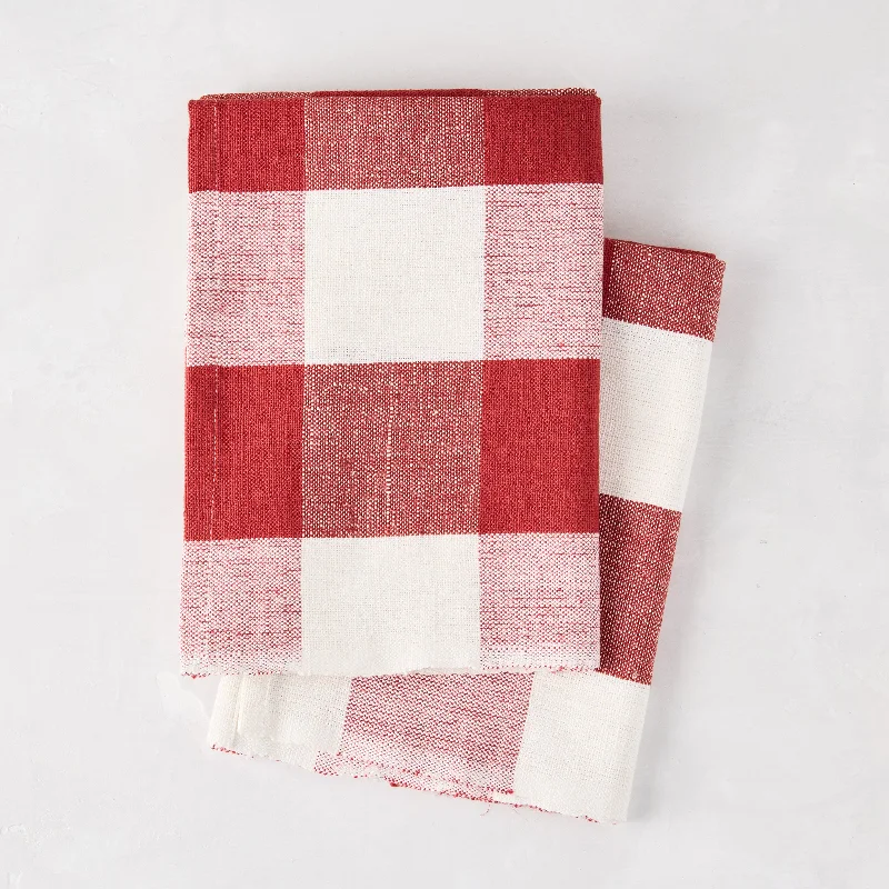 Diane Keaton + Hudson Grace Red Buffalo Check Hand Towels, Set of 2