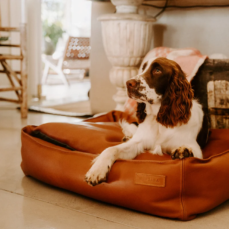 Huntlea Leather Luxury Slumber Bolster Dog Bed