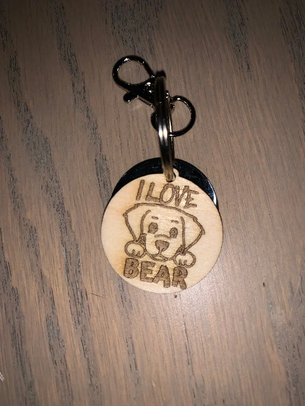 Wood burned keychain